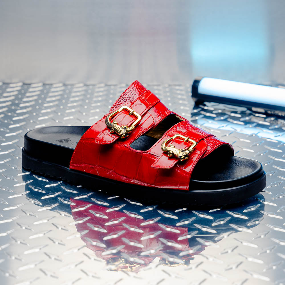 Mauri 5199 Reef Alligator & Ostrich Leg Sandal Red