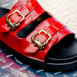 Mauri 5199 Reef Alligator & Ostrich Leg Sandal Red