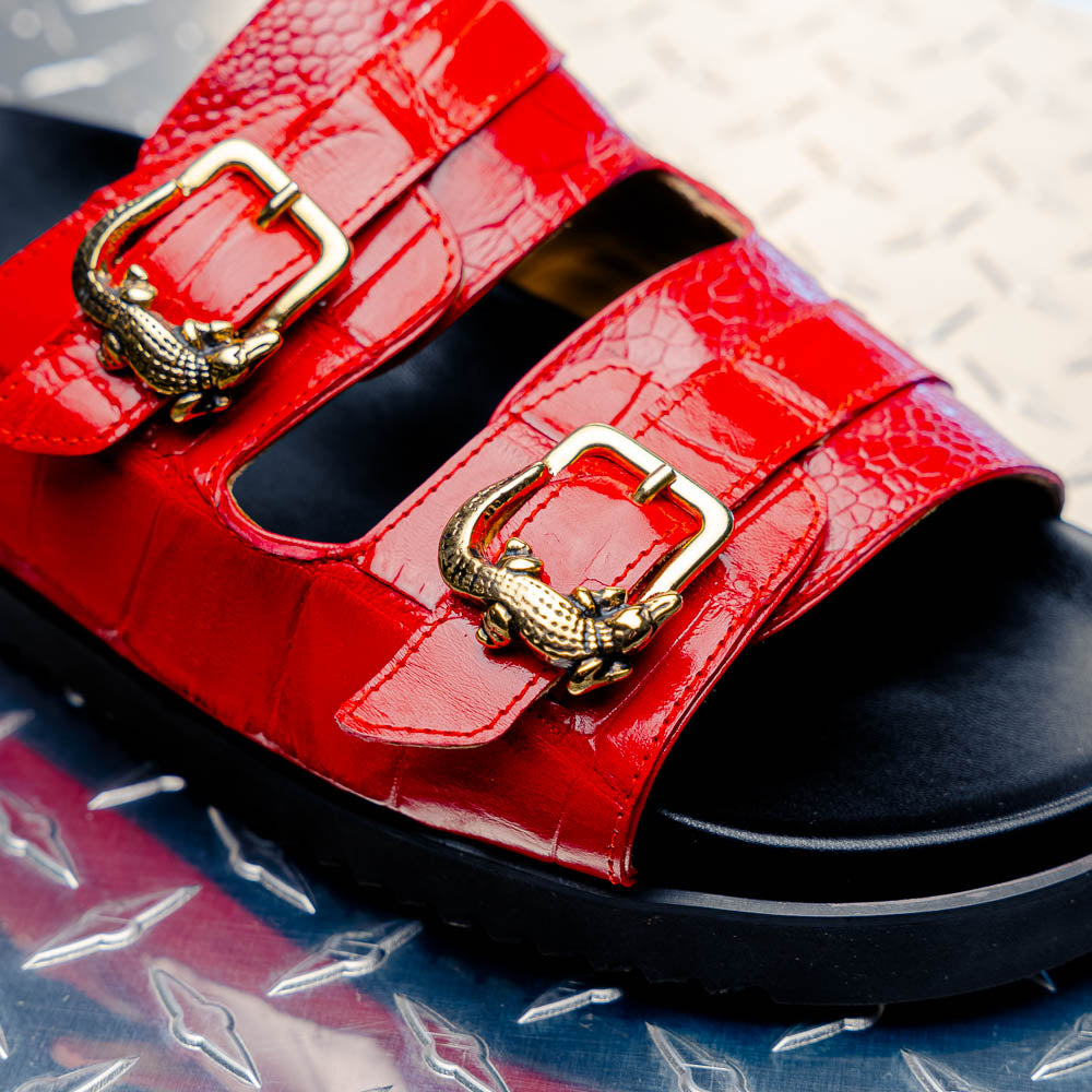 Mauri 5199 Reef Alligator & Ostrich Leg Sandal Red