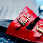 Mauri 5199 Reef Alligator & Ostrich Leg Sandal Red