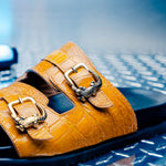 Mauri 5199 Reef Alligator & Ostrich Leg Sandal Toffee