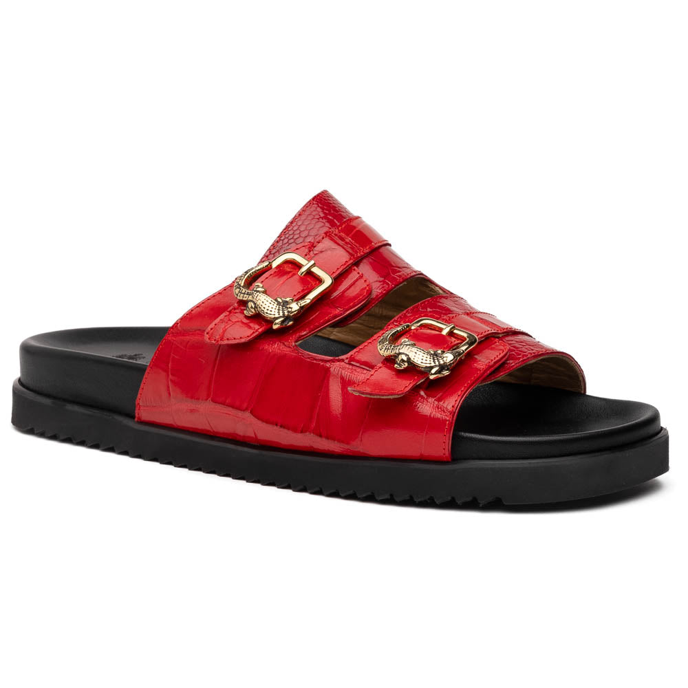 Mauri 5199 Reef Alligator & Ostrich Leg Sandal Red