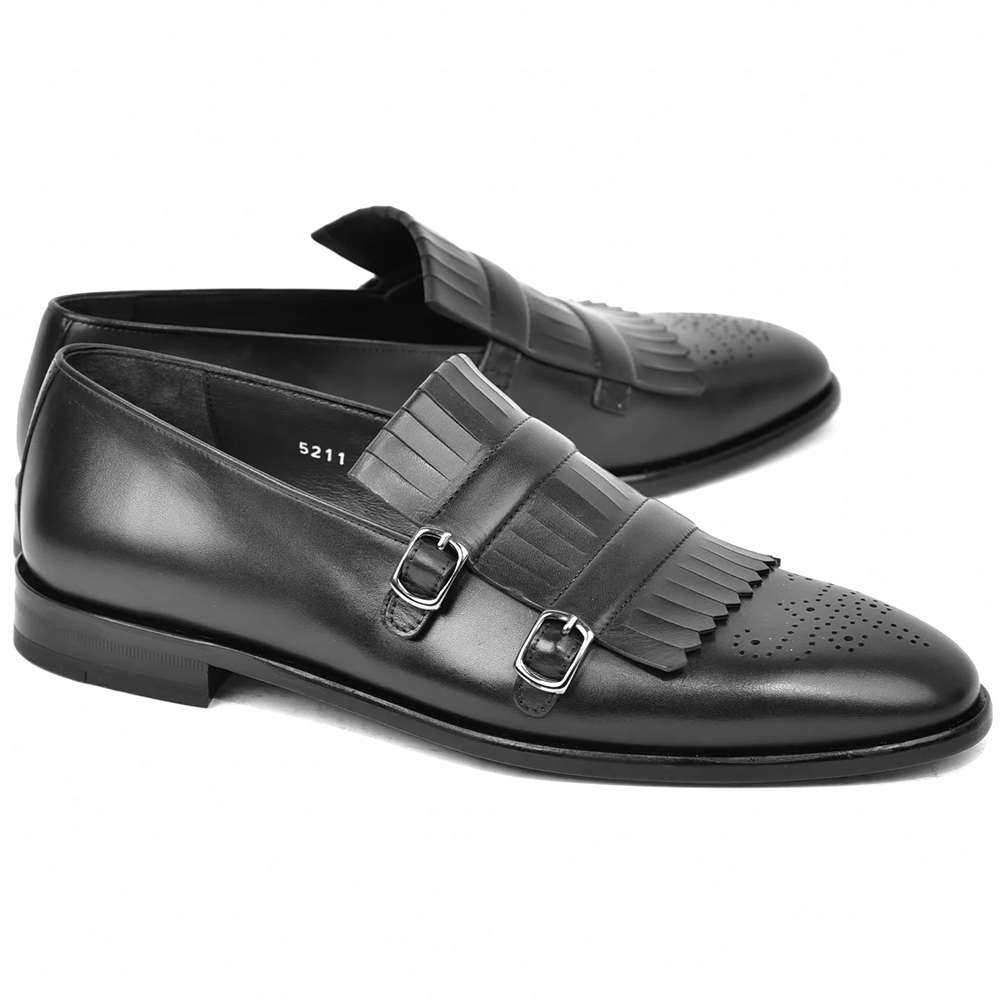Corrente C0001902-5211 Kiltie Buckle Loafers Black