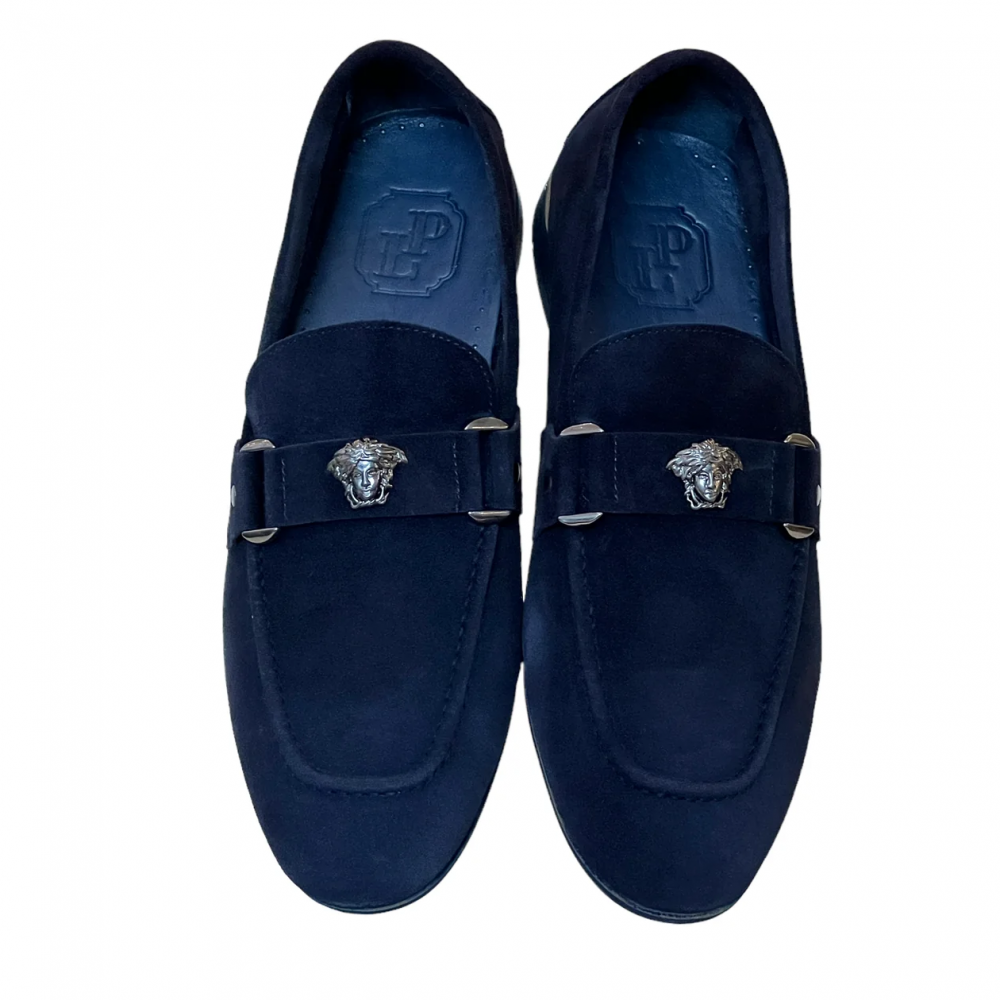 Corrente 5229 Suede Ornament Loafer Navy