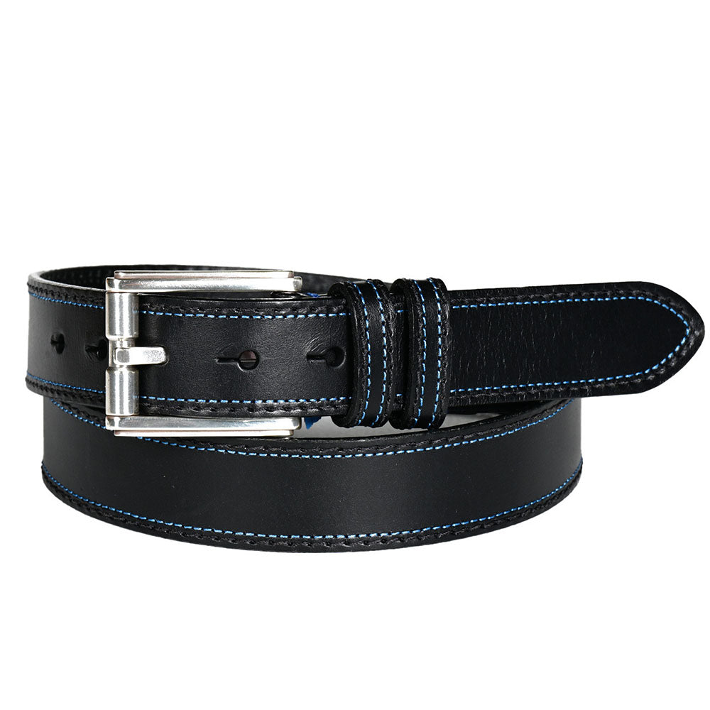 Torino Leather Distressed Waxed Harness Leather Belt Charcoal