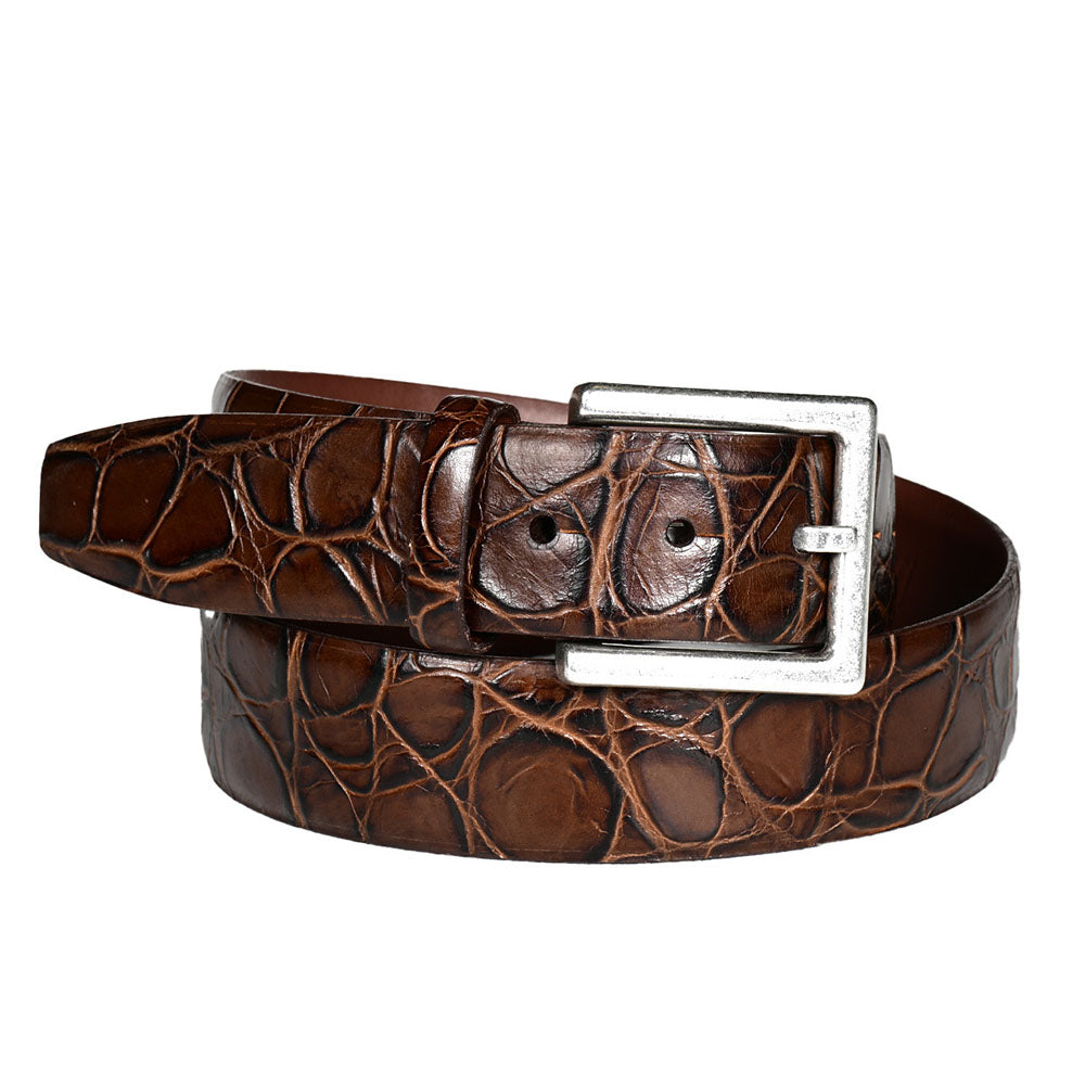 Torino Leather Italian Tortoise Shell Grain Calfskin Belt Brown