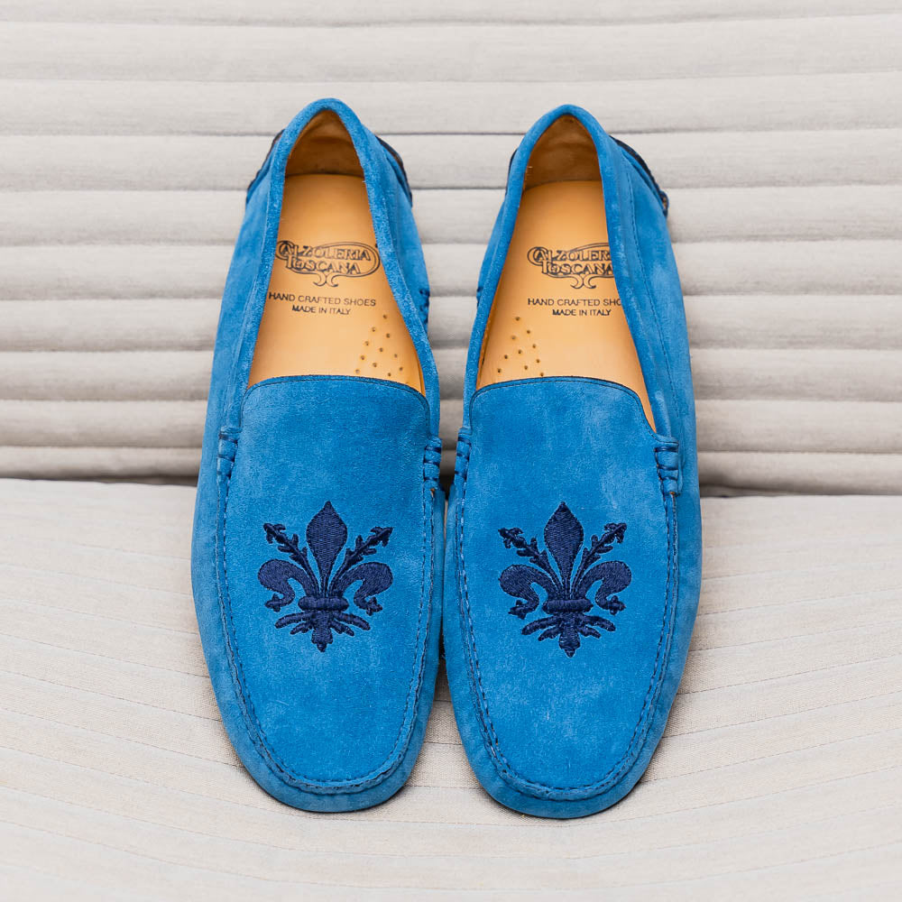 Calzoleria Toscana 5303 Venetian Suede Driving Loafers Denim