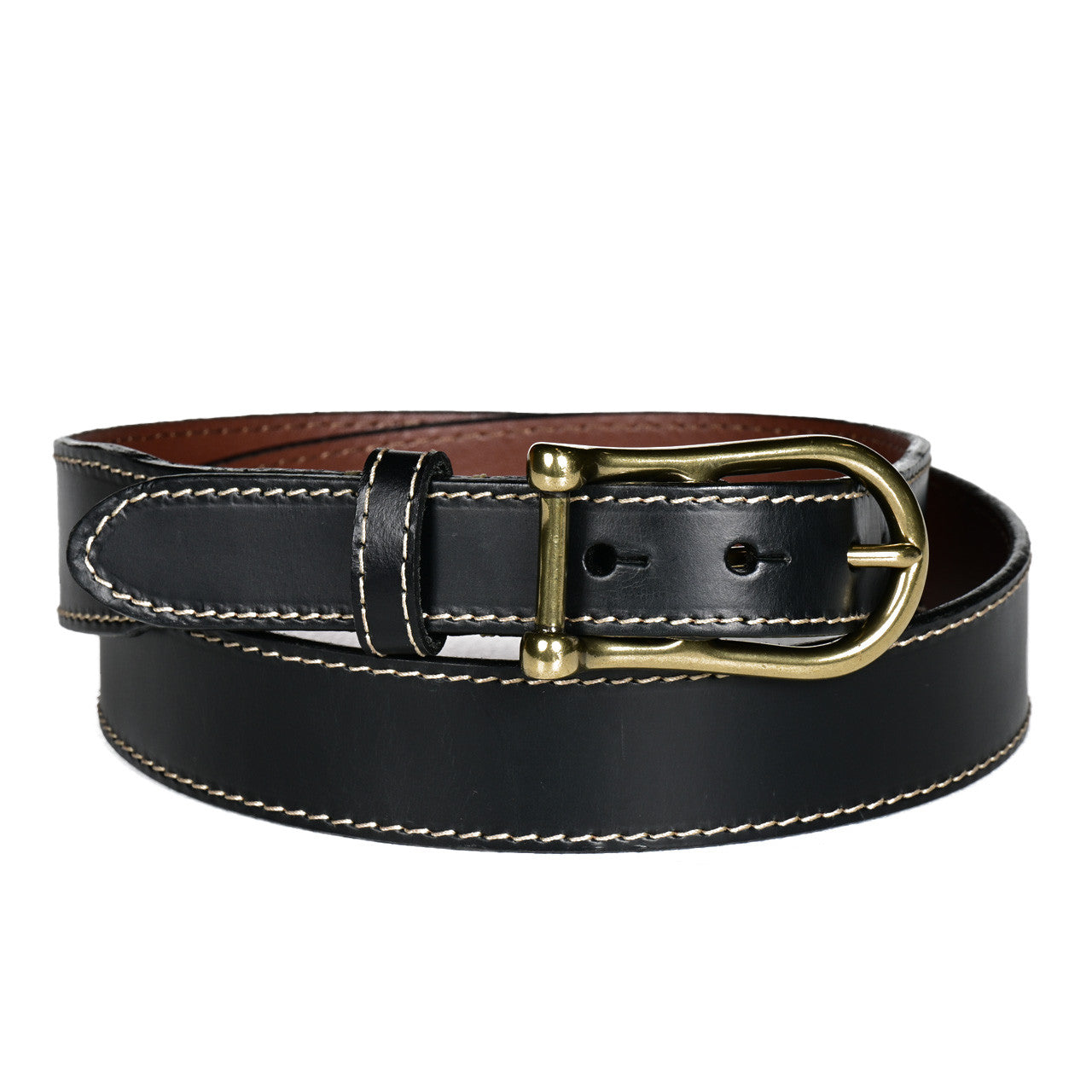 Torino Leather Burnished Waxy Bridle Leather Belt Black