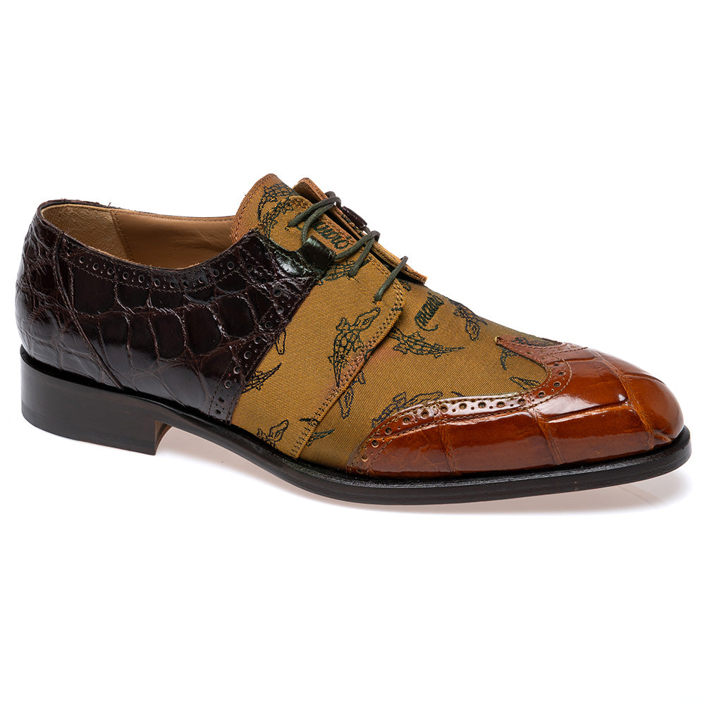 Mauri 53124/1 Alligator & Trigator Fabric Wingtip Derby Cognac / Copper / Sport Rust