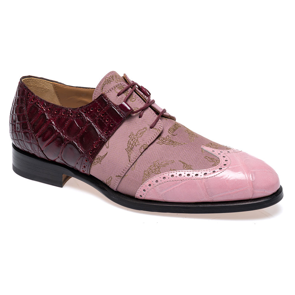 Mauri 53124/1 Alligator & Trigator Fabric Wingtip Derby Taste of Berry / Pink / Ruby Red