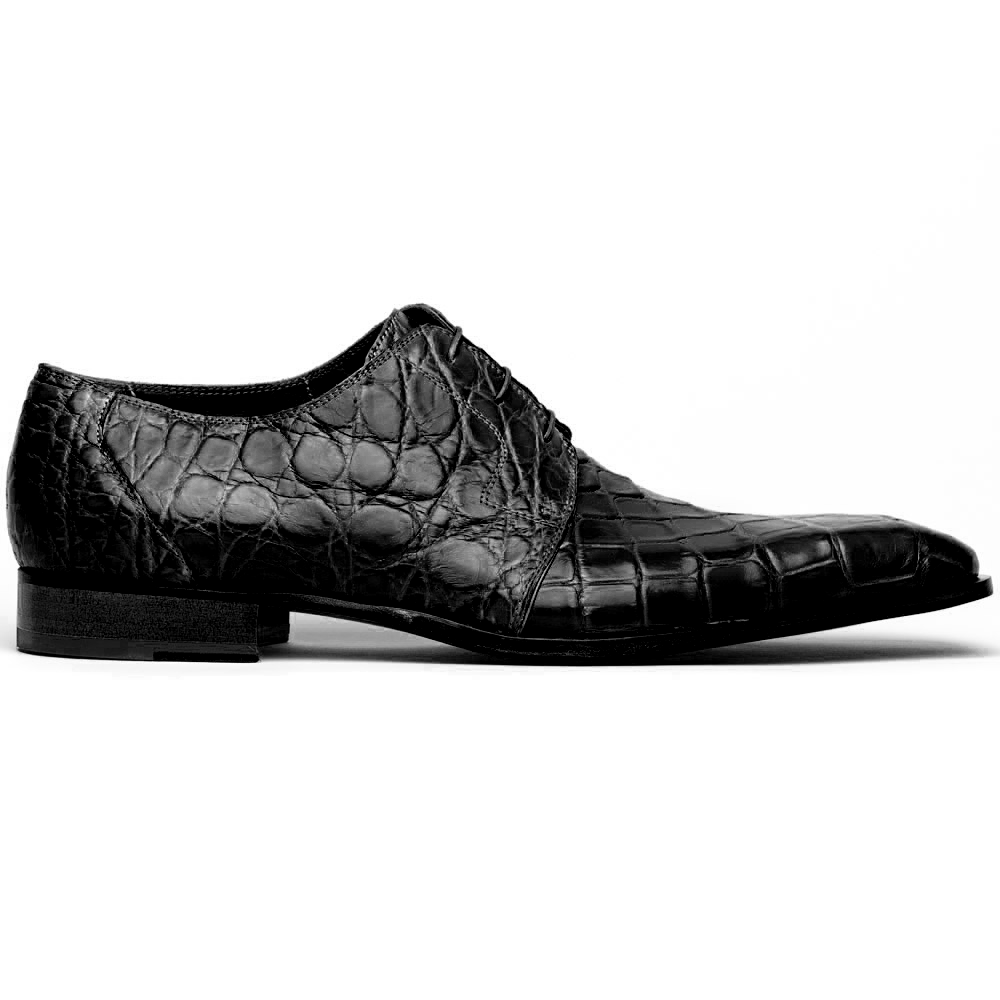 Mauri Bartolomco 53141-1 Alligator Derby Shoes Black