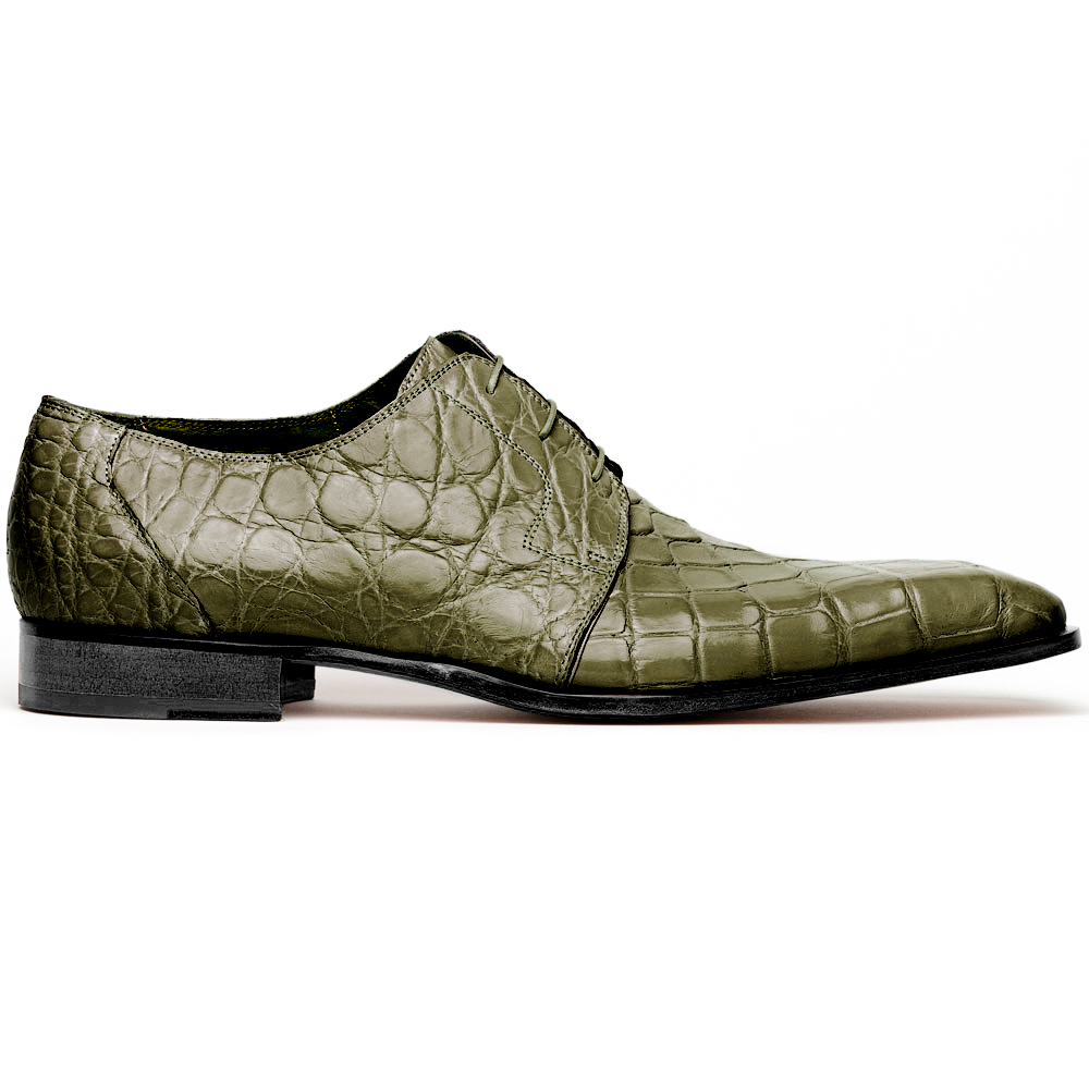 Mauri Bartolomco 53141-1 Alligator Derby Shoes Money Green