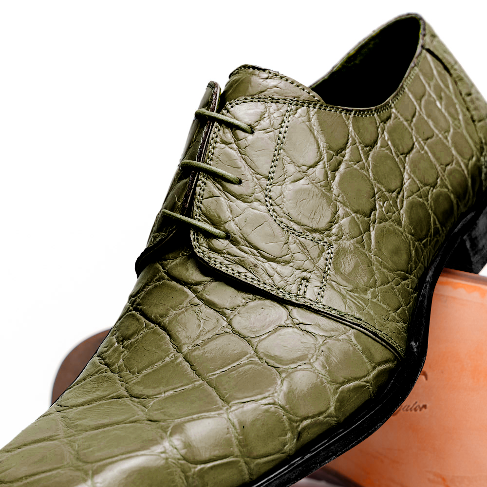Mauri Bartolomco 53141-1 Alligator Derby Shoes Money Green (SPECIAL ORDER)