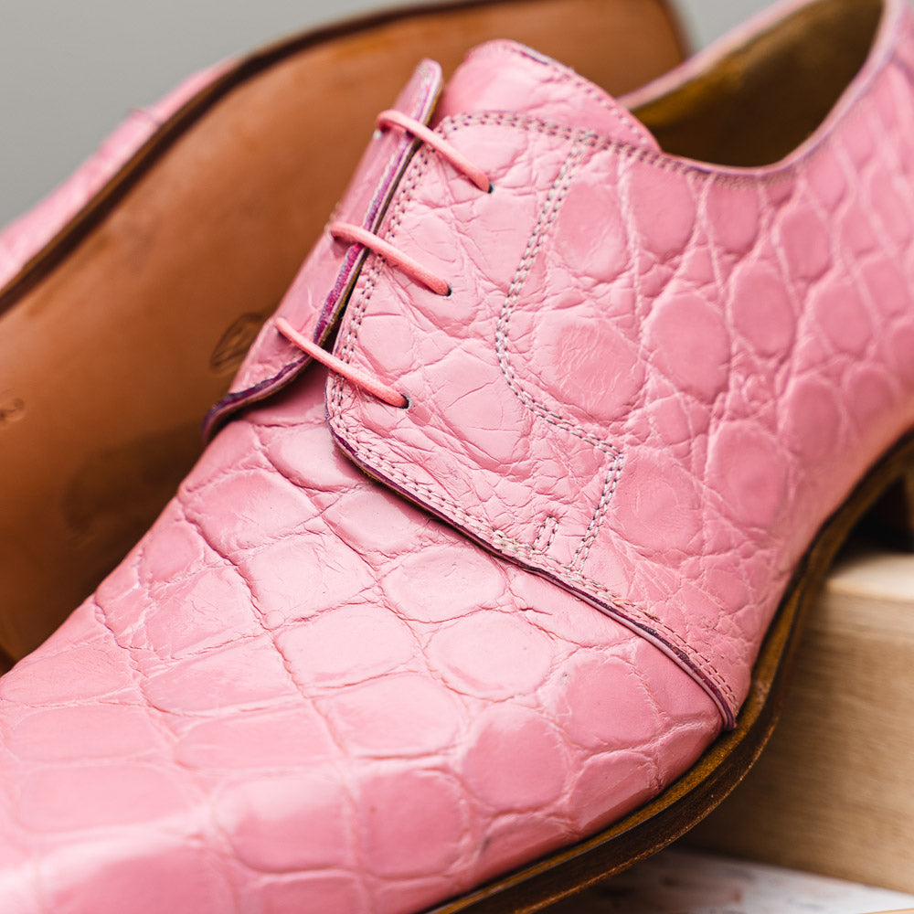 Mauri Bartolomco 53141-1 Alligator Derby Shoes Pink (SPECIAL ORDER)