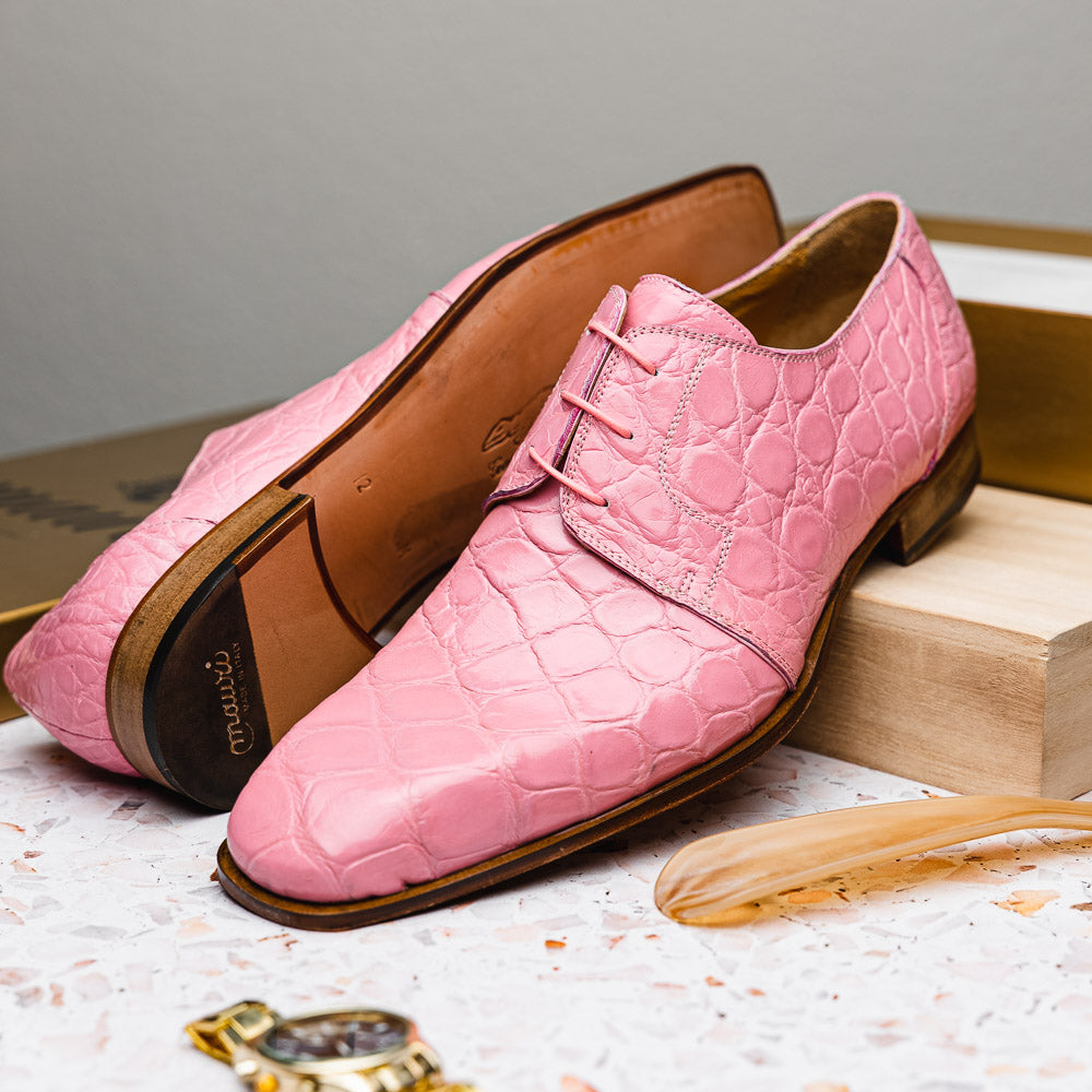 Mauri Bartolomco 53141-1 Alligator Derby Shoes Pink (SPECIAL ORDER) Mauri Bartolomco 53141-1 Alligator Derby Shoes Pink (SPECIAL ORDER)