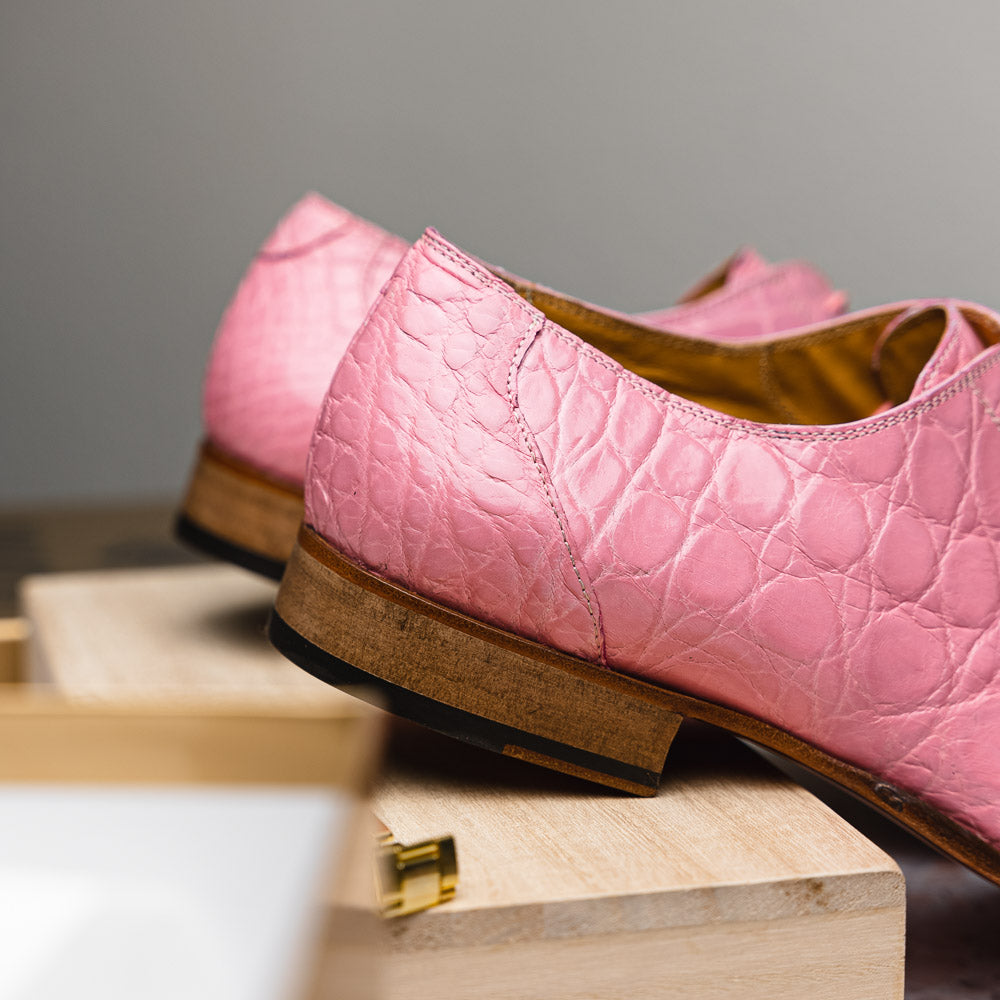 Mauri Bartolomco 53141-1 Alligator Derby Shoes Pink (SPECIAL ORDER)