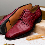 Mauri Bartolomco 53141-1 Alligator Derby Shoes Ruby Red (Special Order)