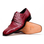 Mauri Bartolomco 53141-1 Alligator Derby Shoes Ruby Red (Special Order)