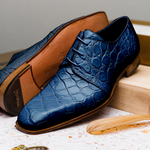 Mauri Bartolomco 53141-1 Alligator Derby Shoes Blue (SPECIAL ORDER)