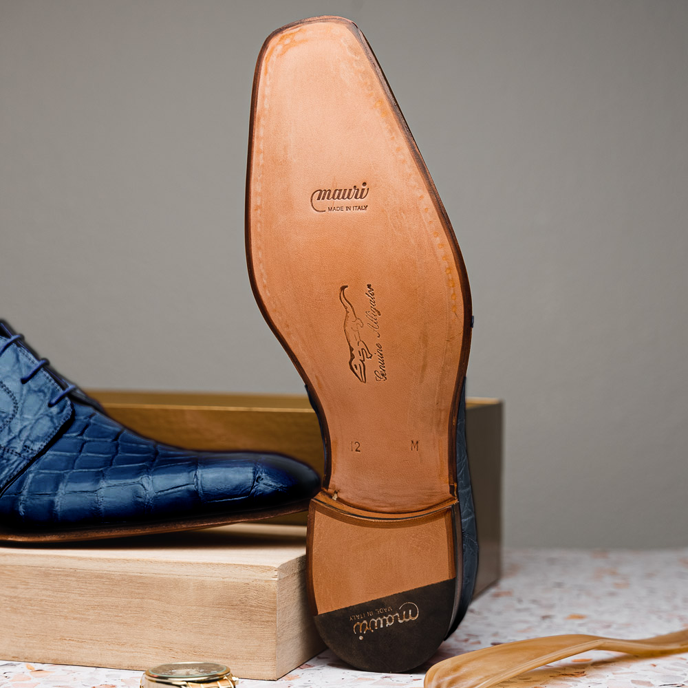 Mauri Bartolomco 53141-1 Alligator Derby Shoes Blue (SPECIAL ORDER)