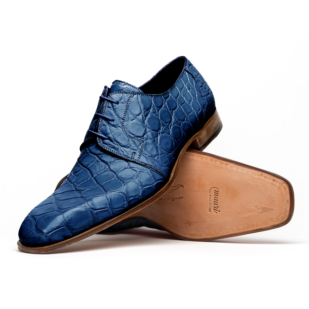 Mauri Bartolomco 53141-1 Alligator Derby Shoes Blue (SPECIAL ORDER)