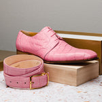 Mauri Bartolomco 53141-1 Alligator Derby Shoes Pink (SPECIAL ORDER)