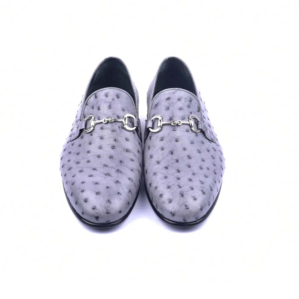 Corrente C02206-5405 Genuine Ostrich Loafers Grey