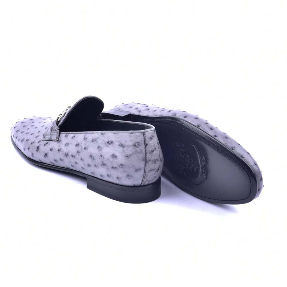 Corrente C02206-5405 Genuine Ostrich Loafers Grey