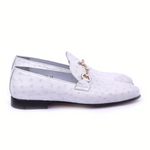 Corrente C02205-5405 Genuine Ostrich Buckle Loafer White