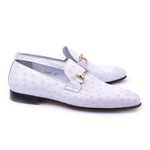 Corrente C02205-5405 Genuine Ostrich Buckle Loafer White