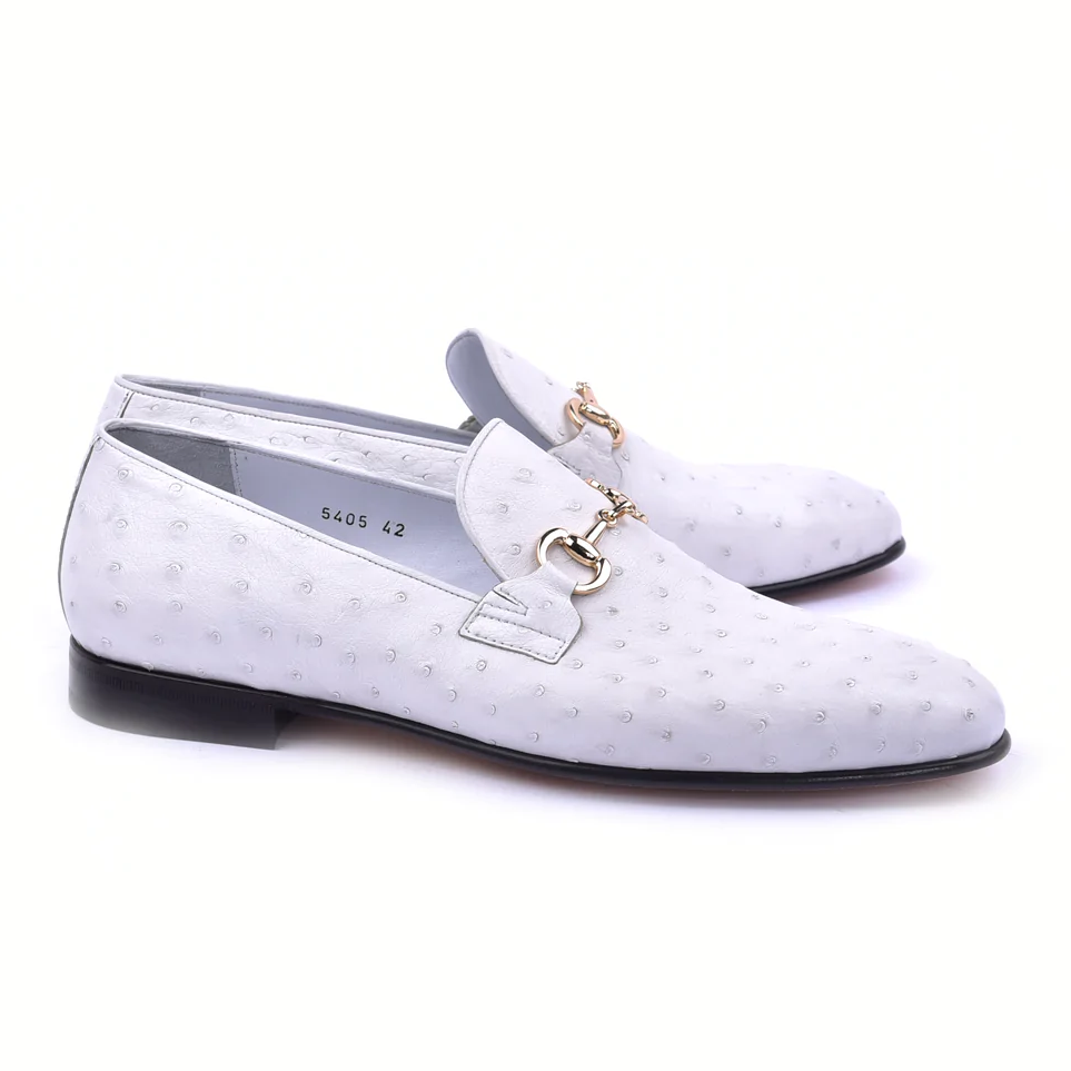 Corrente Ostrich Buckle Loafer White