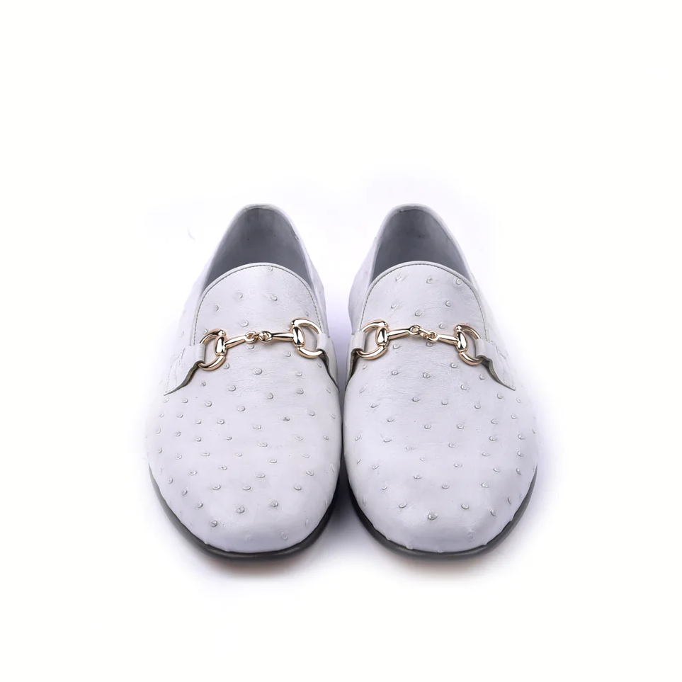 Corrente Ostrich Buckle Loafer White