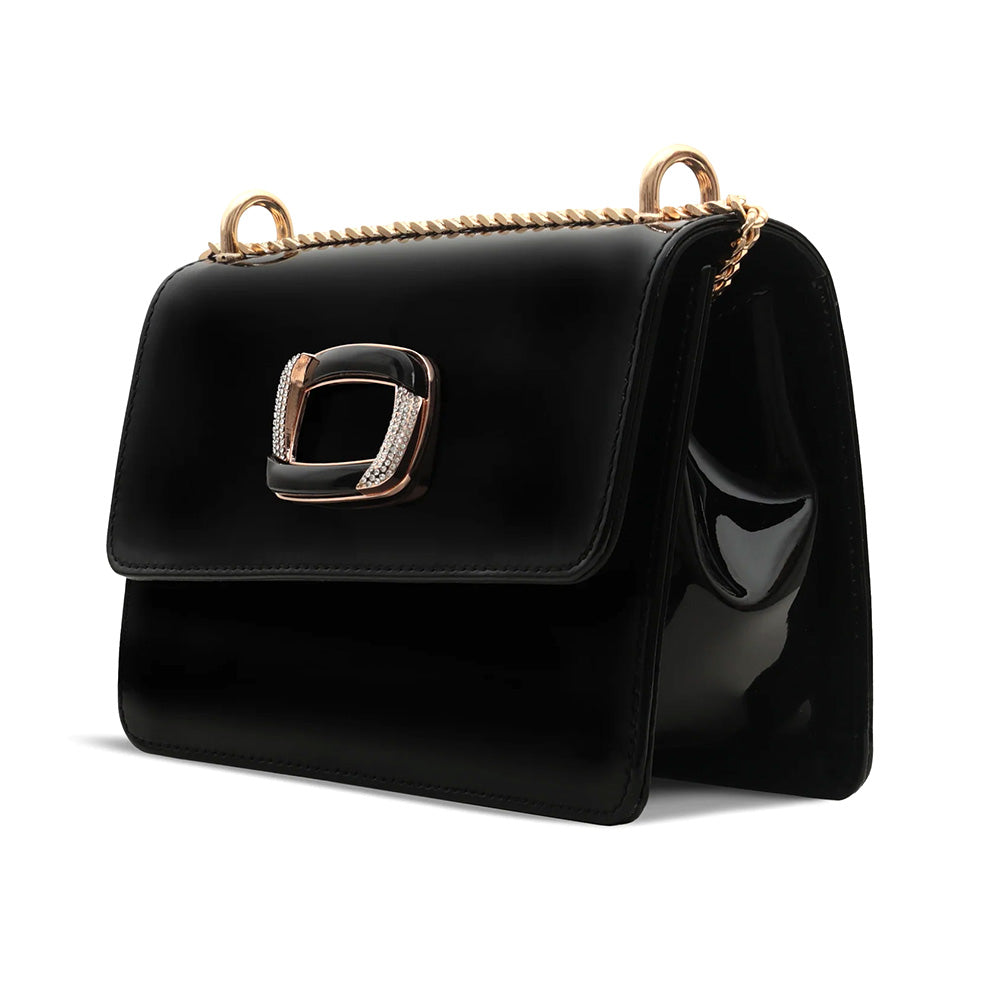 Vinci Leather The Ferrara Patent Women's Leather Handbag Black