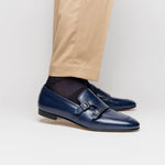 Zelli Gatto Calfskin Double Monkstrap Shoes Navy (55-510-NVY)