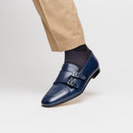 Zelli Gatto Calfskin Double Monkstrap Shoes Navy (55-510-NVY)