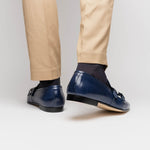 Zelli Gatto Calfskin Double Monkstrap Shoes Navy (55-510-NVY)