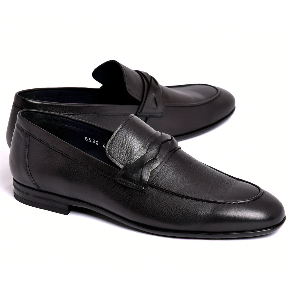 Corrente C160-5532 Deerskin Loafer Black
