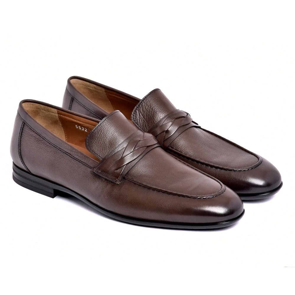 Corrente C161-5532 Deerskin Loafer Brown