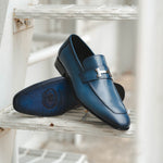 Corrente C02001-5760-H Buckle Loafer Shoes Blue