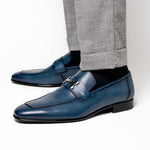 Corrente C02001-5760-H Buckle Loafer Shoes Blue