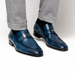 Corrente C02001-5760-H Buckle Loafer Shoes Blue