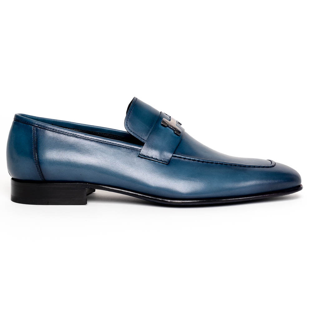 Corrente C02001-5760-H Buckle Loafer Shoes Blue