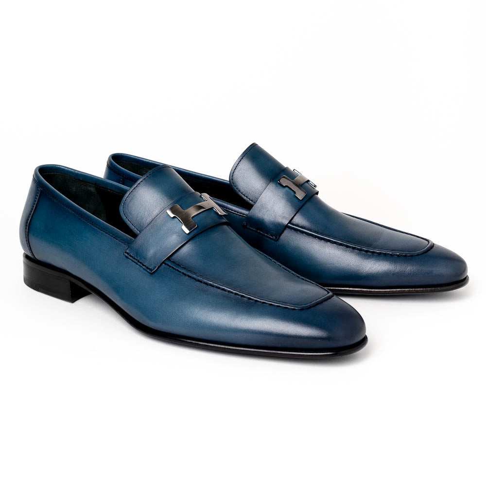 Corrente C02001-5760-H Buckle Loafer Shoes Blue