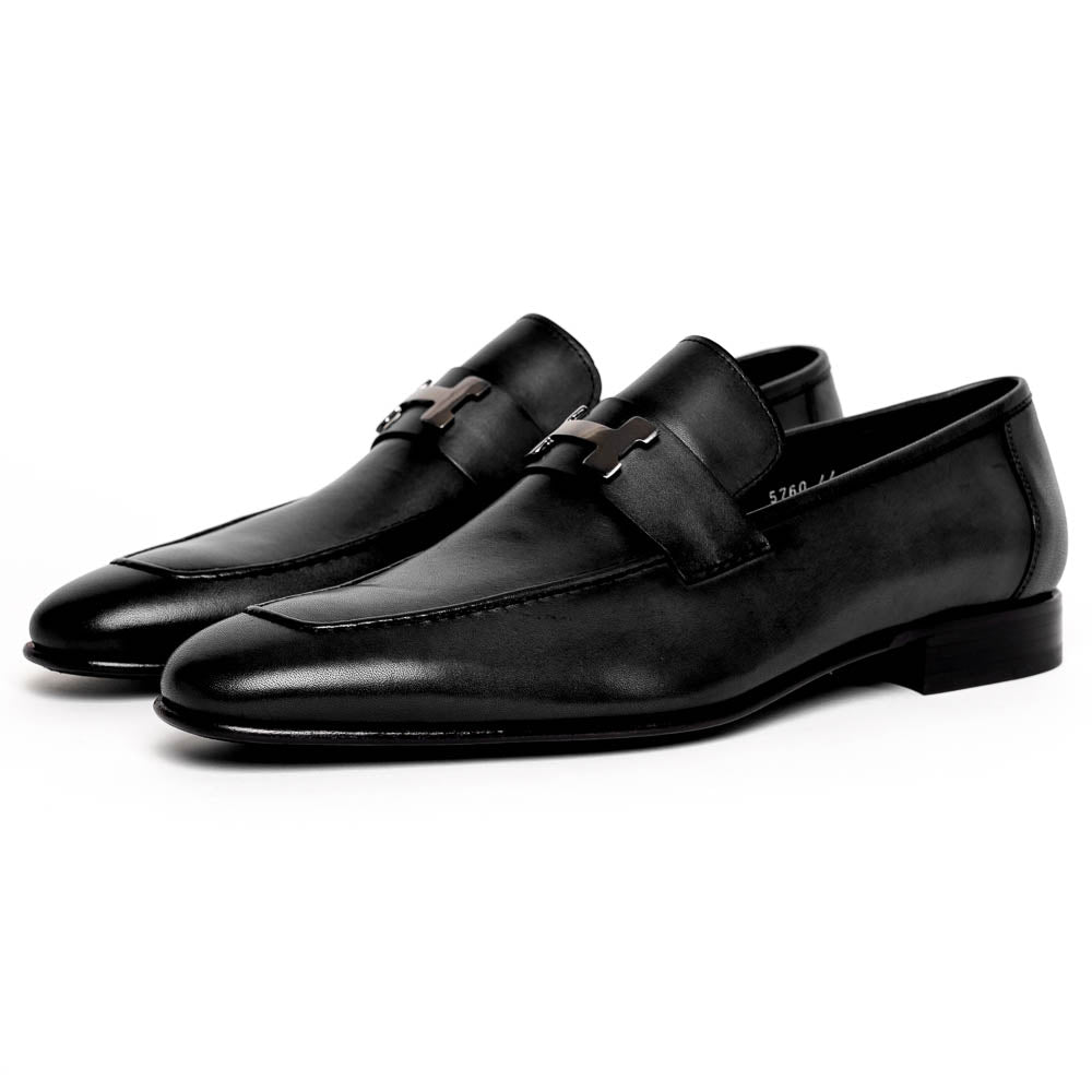 Corrente C021-5760-H Buckle Loafer Shoes Black