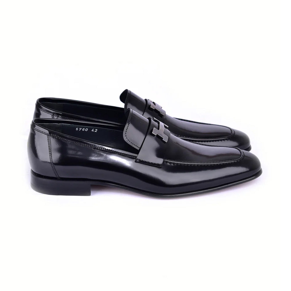 Corrente Buckle High Shine Loafer Black