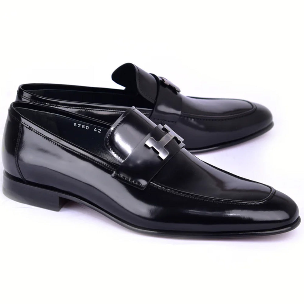Corrente Buckle High Shine Loafer Black