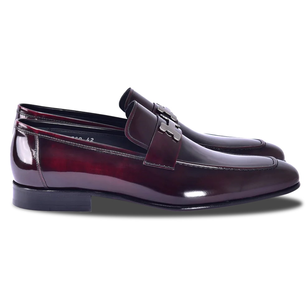 Corrente C02000-5760-H Buckle Loafer Shoes Burgundy