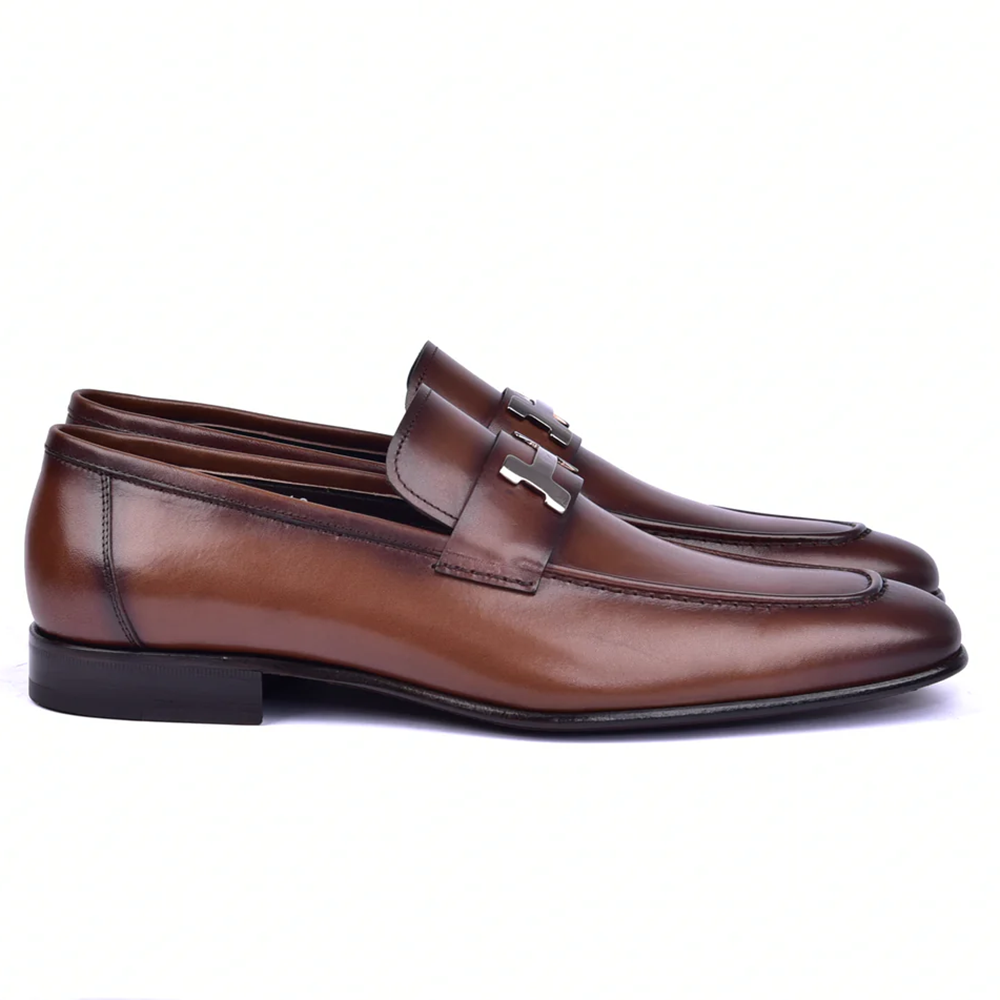 Corrente C02-5760-H Buckle Loafer Shoes Brown