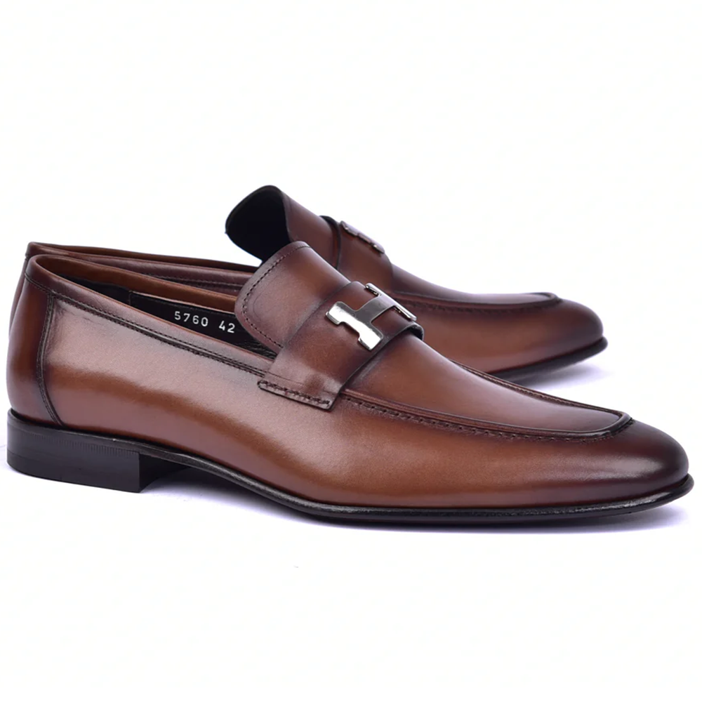 Corrente C02-5760-H Buckle Loafer Shoes Brown