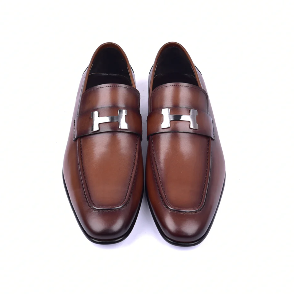Corrente C02-5760-H Buckle Loafer Shoes Brown